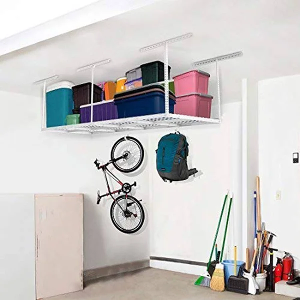 Fleximounts GR38 3x8 Foot Adjustable Overhead Garage Storage Ceiling Rack, White