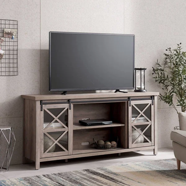 Henn & Hart TV0949 68 in. Clementine TV Stand Gray Oak