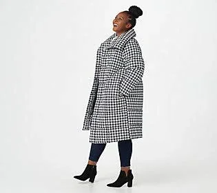 Peace Love World Water Resistant Duvet Coat, Size X-Small, Houndstooth