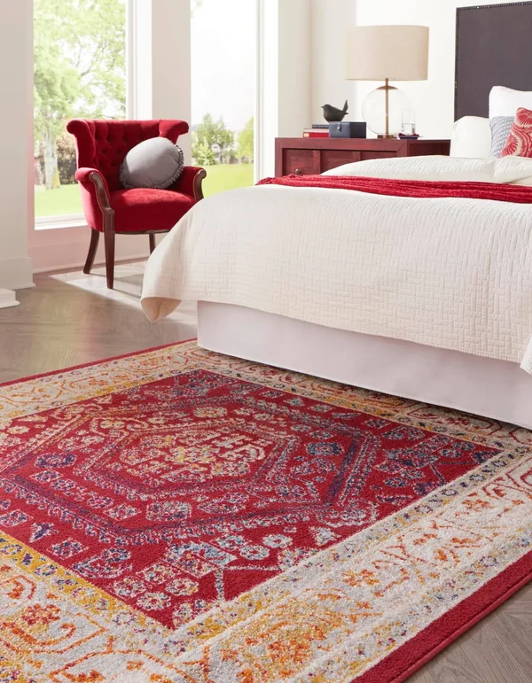 Aurelia Magenta Vintage 4 ft Square Area Rug