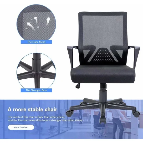 Homall Office Chair Mid Back Mesh Chair Swivel Computer Chair Lumbar Support Desk Task Chair Ergonomic Executive Chair - Black