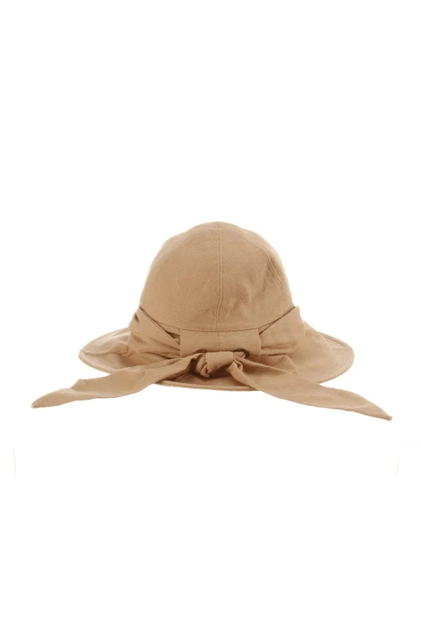 Callanan Womens Rough Cotton Cloche Hat w/ Bow - CR315-TAUPE