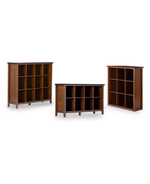 Simpli Home Artisan Solid Wood 9 Cube Bookcase and Storage Unit in Russet Brown