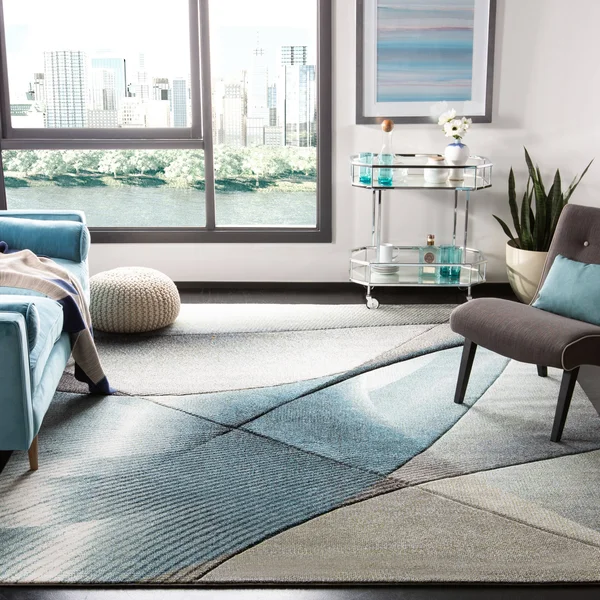 Safavieh Hollywood Celandine Abstract Area Rug - Grey/Light Blue, 5&3 inch x 7&6 inch