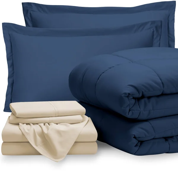 Bare Home Bed-in-a-Bag Down Alternative Comforter & Sheet Set - Comforter Set: Grey - Sheet Set: Grey - California King