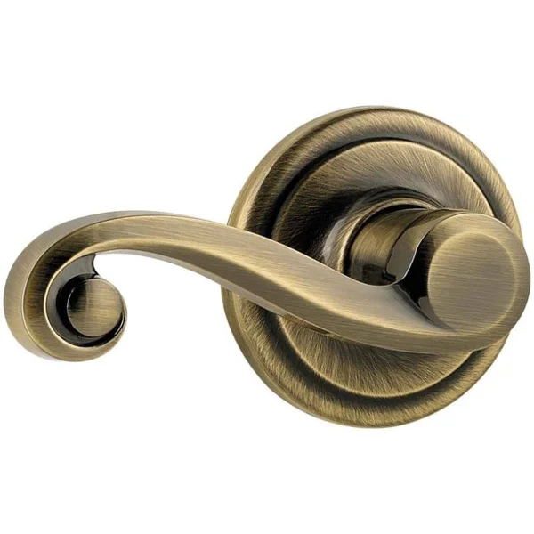 Kwikset 967LLRH-5S Lido Lever Right Hand Double Cylinder Interior with Smart KEY, Antique Brass