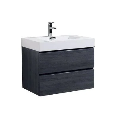 Tenafly 30x22 Wall-Mounted Single Bathroom Vanity Set Wade Logan Base Finish: Gray Oak