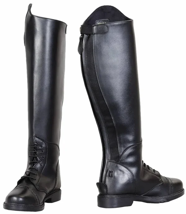 TuffRider Children's Starter Back Zip Field Boots in Synthetic Leather - Black, 3 Slim Regular