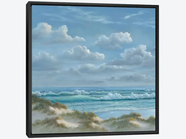 Framed Canvas Art - Shoreline I by Georgia Janisse ( scenic & landscapes > Ocean > Waves art)