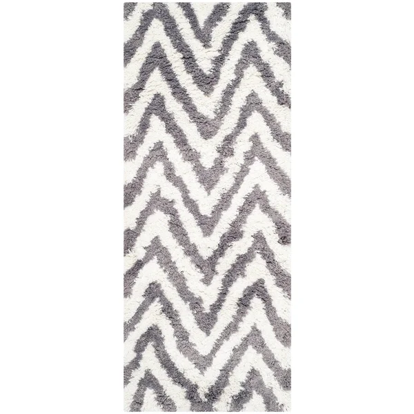 Safavieh 2&-6x22 x 4& Shag Chevron Shag Ivory - Grey Rug
