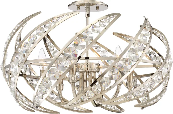Quoizel 6 Light Crescent Pendant Polished Nickel
