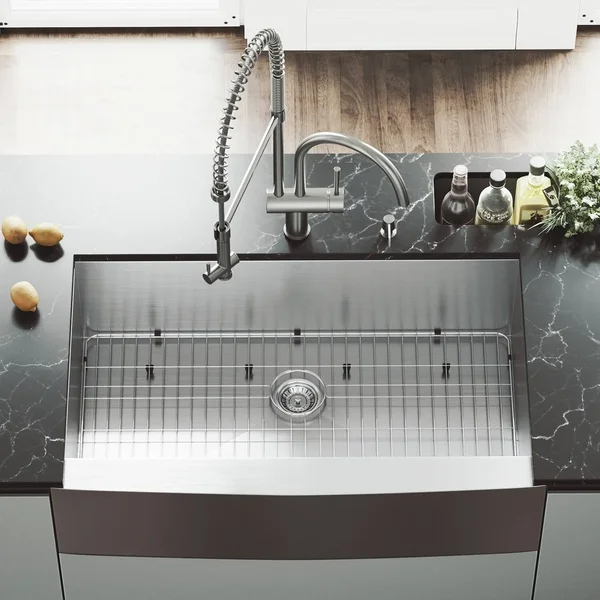 Vigo Vg15141 All in One 36-Inch Farmhouse Stainless Steel Kitchen Sink and Faucet Set