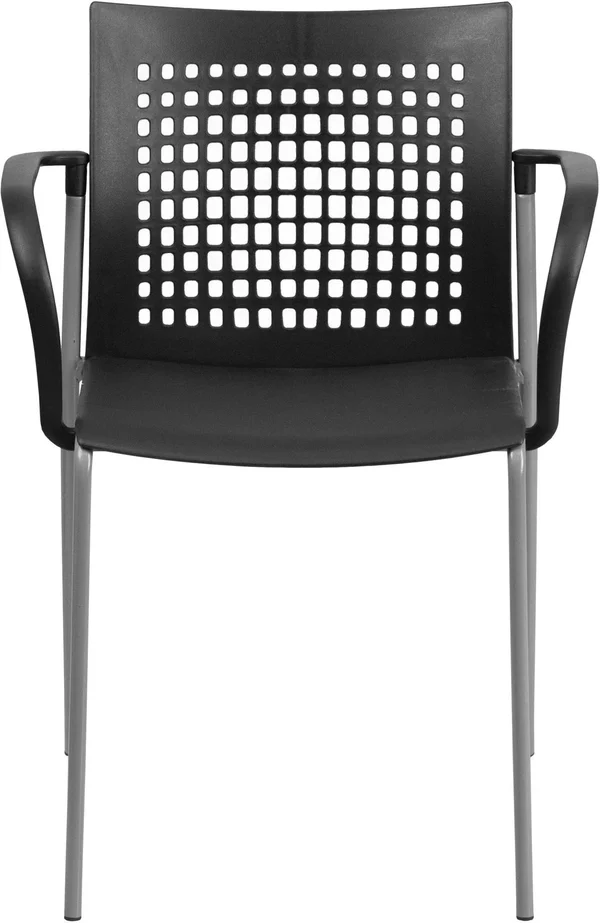 Hercules Series 551 lb. Capacity Black Stack Chair with Air-Vent Back and Arms - Flash Furniture