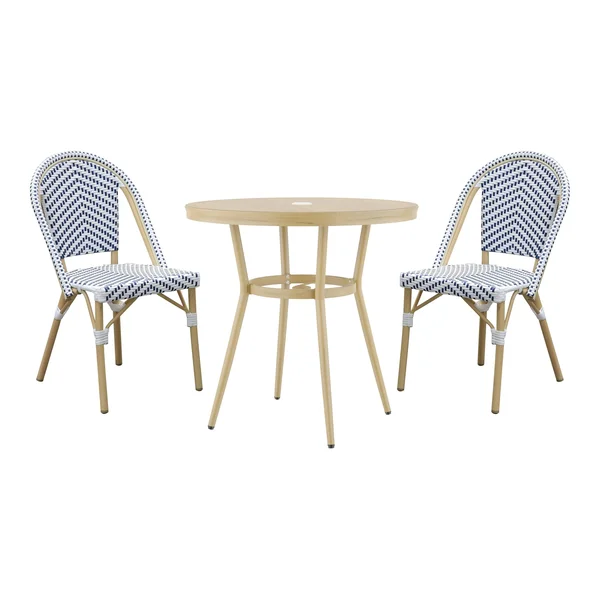 Furniture of America Ariel Natural Tone 32-Inch 3-Piece Bistro Set - Navy