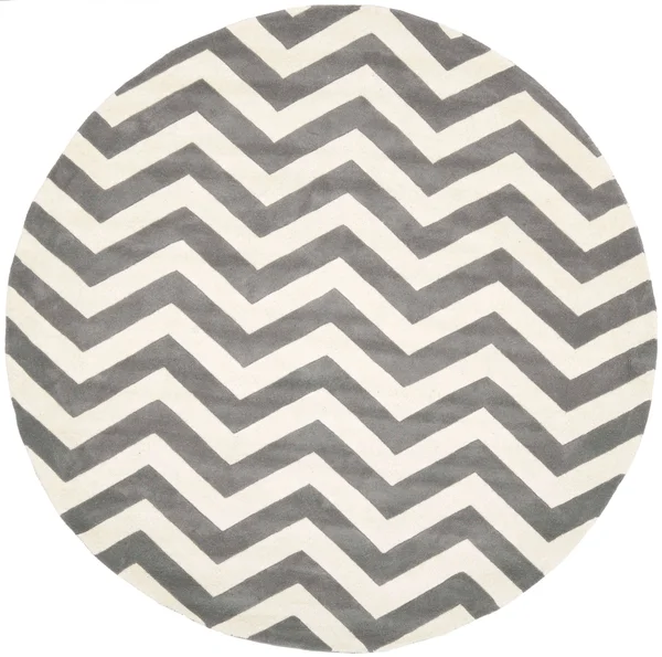 Safavieh Chatham CHT715D Dark Grey - Ivory 7& x 7& Round Area Rug