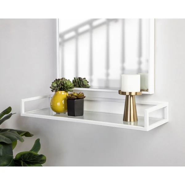 Kate and Laurel Blex Metal and Glass Wall Shelf - 18x8x15 - Black