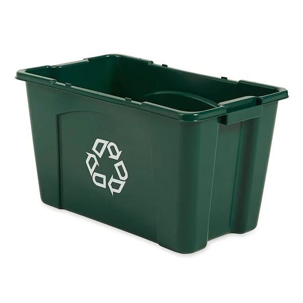 Rubbermaid Commercial Stackable Recycling Bin - 18 Gallon, Green FG571873GRN