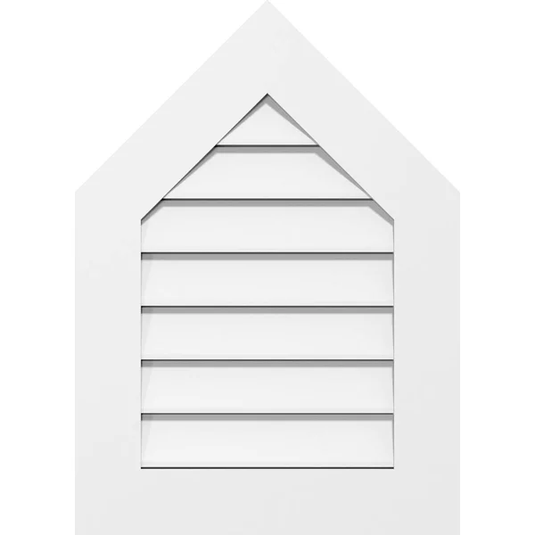 Ekena Millwork GVPPE24X4201SF-14 24x22W x 42x22H Peaked Top Surface Mount PVC Gable Vent 14/12 Pitch: Functional - w/ 3-1/2x22W x