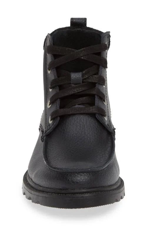 Boy's Sorel Madson Waterproof Moc Toe Boot, Size 1 M - Black