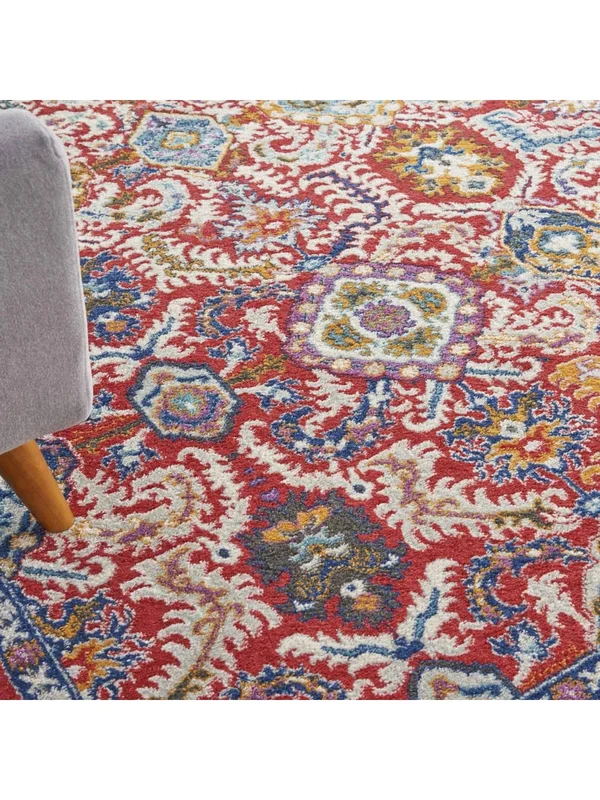 Nourison PSN32 Passion Red Multi Colored Area Rug- 2&2x22 x 7&6x22