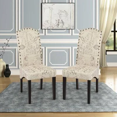 Cullum Upholstered Parsons Chair in Beige One Allium Way
