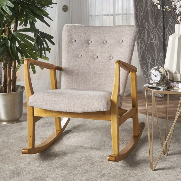 Collin Mid Century Fabric Rocking Chair (Wheat)