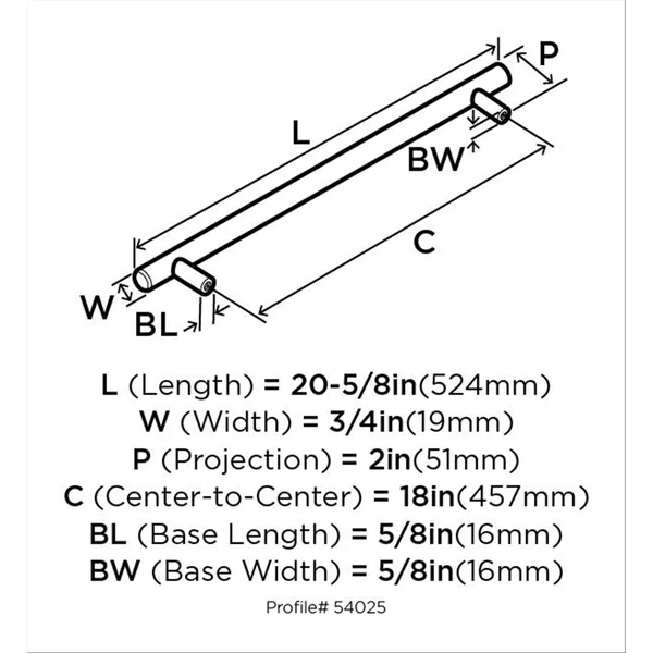Amerock BP54025BBR Bar Pulls 18 in (457 mm) Center-to-Center Black Bronze Appliance Pull