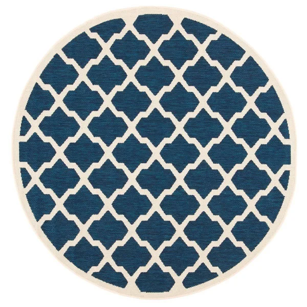 Safavieh Courtyard Navy & Beige 2&-3x22 x 14& Indoor/Outdoor Rug
