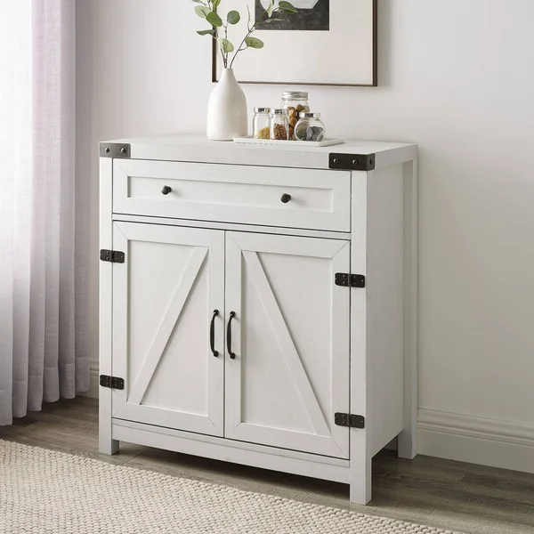 The Gray Barn 30-Inch Rustic Barn Door Accent Cabinet (Grey Wash)