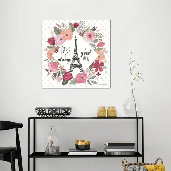 Laura Marshall Canvas Art Prints - Paris Is Blooming IV ( Inspirational & Motivational Wall Art > Exploration art)