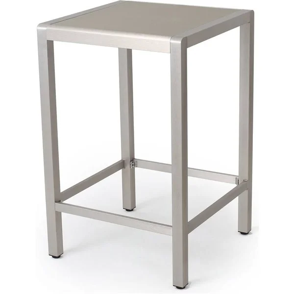 Noble House Cape Coral Outdoor Grey Alumnimum Bar Table with Glass Top