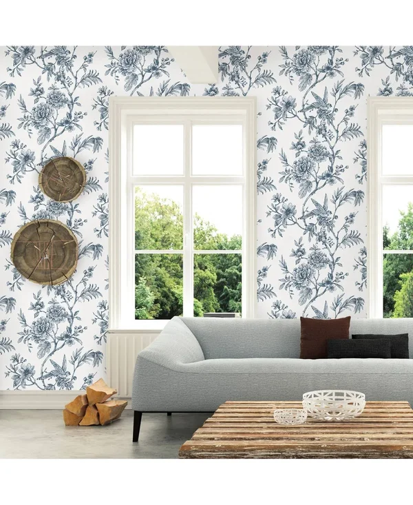 Jessamine Blue Floral Trail Wallpaper