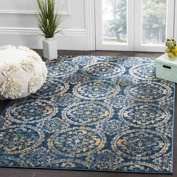 Safavieh EVK517D Evoke Navy - Creme Area Rug - 4& x 6&