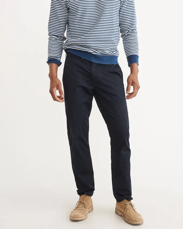 Abercrombie & Fitch Men's Straight Chinos in Navy Blue - Size 29 x 30