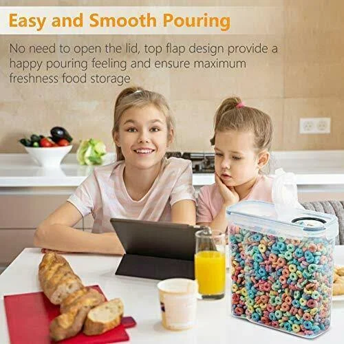 SODPE 6 Pack Cereal Containers Storage Set - BPA Free - Airtight Food Storage Container with Lids, 135.2oz for Snacks, Sugar, Ri