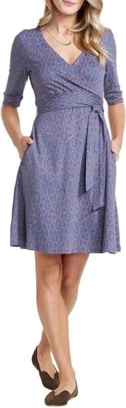 Toad & Co Women's Cue Wrap CafT Dress - Xs - Blueberry Batik Dot Print