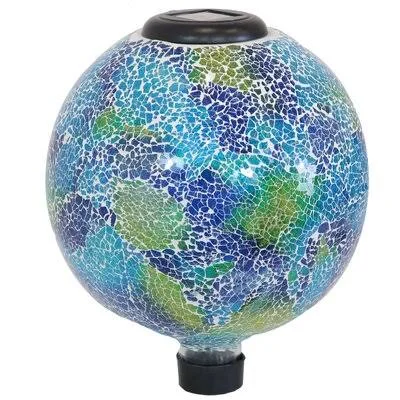 Crackled Glass with LED Solar Light Gazing Ball World Menagerie