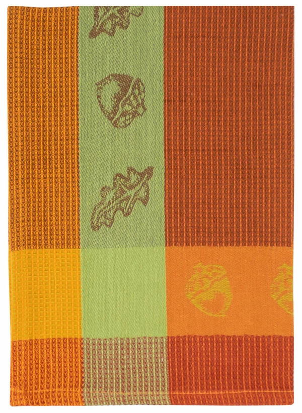 Traders and Company 100% Cotton Orange & Green 20x22x28x22 Dish Towel, Set of 6 - Acorn Pumpkin