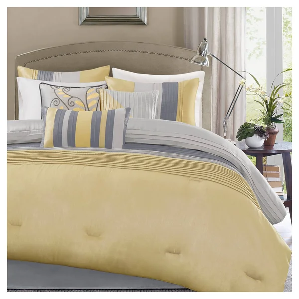 Madison Park - Amherst 7 Piece Comforter Set - Yellow - Cal King