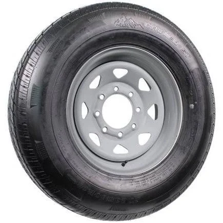 Ecustomrim Radial Trailer Tire on Rim ST235/80R16 Load E 8 Lug White Spoke 57962