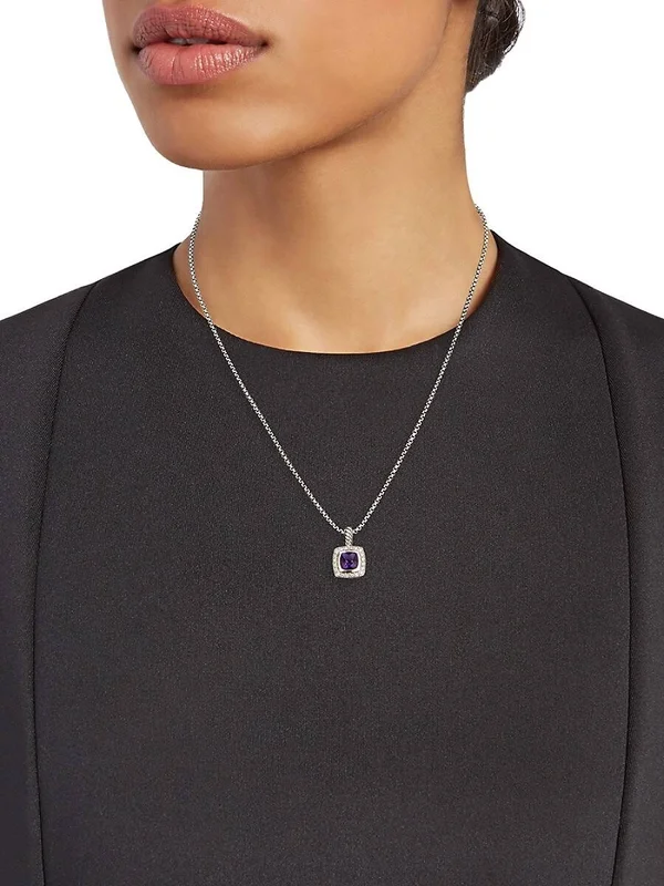 David Yurman Petite Albion Pendant Necklace with Gold Dome and Diamonds
