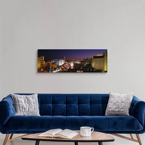 Buildings Lit Up at Night, Las Vegas, Nevada, Canvas Wall Art, 48x16, Great Big Canvas