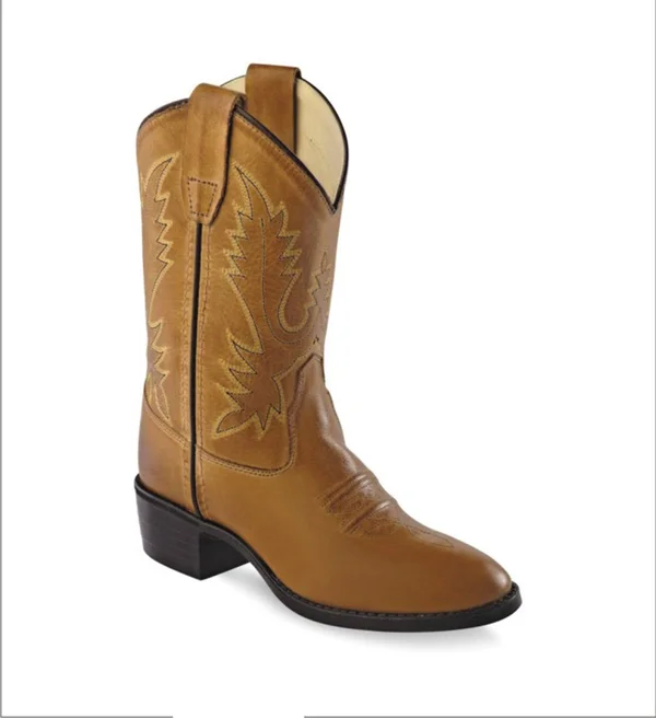 Old West Boys& Corona Calfskin Cowboy Boots - Round Toe