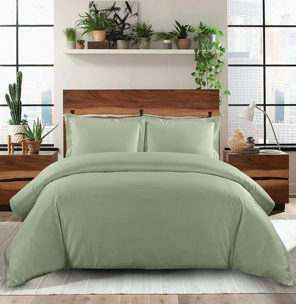 Solid 600TC Duvet Cover Set King/Calking - Sage