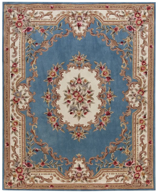 KM Home Dynasty Aubusson 5& x 8& Area Rug, Created for Macy&s - Light Blue