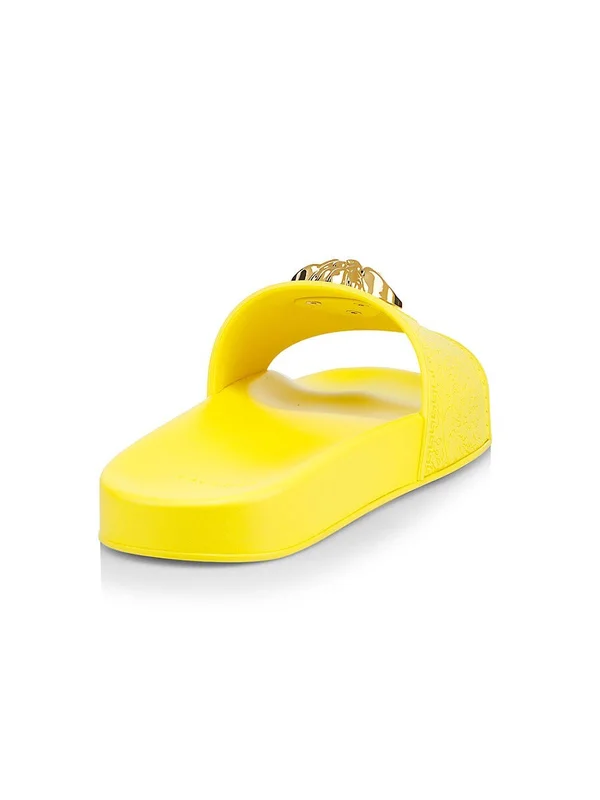 Versace Women's Palazzo Pool Slides - Cerulean - Size 7 Sandals