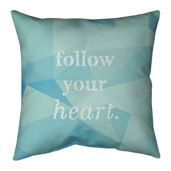 Quotes Faux Gemstone Follow Your Heart Quote Pillow-Faux Linen - 26 x 26 - Square - Zipper Closure - Large - Removable Cover - A