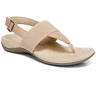 Vionic Adjustable T Strap Sandals - Danita, Size 7 Wide, Macaroon