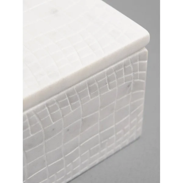 Aurora Home White Marble Box with Lid - Set(Smallu0026Medium)
