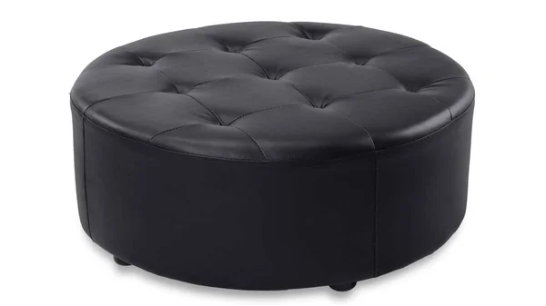 Zuri Furniture Lock Round Modern Tufted Ottoman - Black